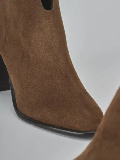 Sale Stivaletti tacco 9cm camoscio testa Donna Stivaletti Tacco Alto