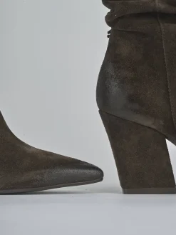 Discount Stivaletti tacco 8cm camoscio testa Donna Stivaletti Tacco Alto