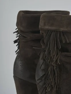 Discount Stivaletti tacco 8cm camoscio testa Donna Stivaletti Tacco Alto