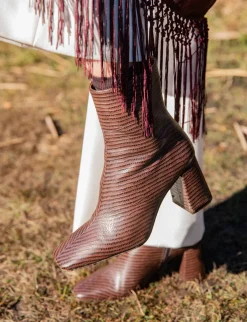 Outlet Stivaletti tacco 7cm cocco testa Donna Stivaletti Tacco Alto