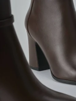 Discount Stivaletti tacco 9cm pelle sostenibile testa Donna Stivaletti Tacco Alto