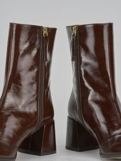 Clearance Stivaletti tacco 5cm vernice testa Donna Stivaletti Tacco Alto