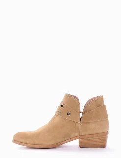 stivaletto stile texano tacco 3 cm cuoio Donna Texani