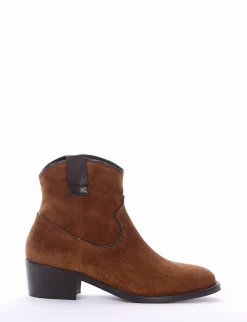 Outlet stivaletto texano tacco 3 cm cuoio Donna Texani