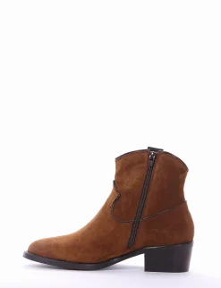 Outlet stivaletto texano tacco 3 cm cuoio Donna Texani