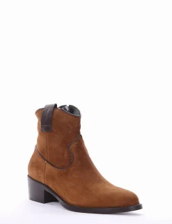 Outlet stivaletto texano tacco 3 cm cuoio Donna Texani