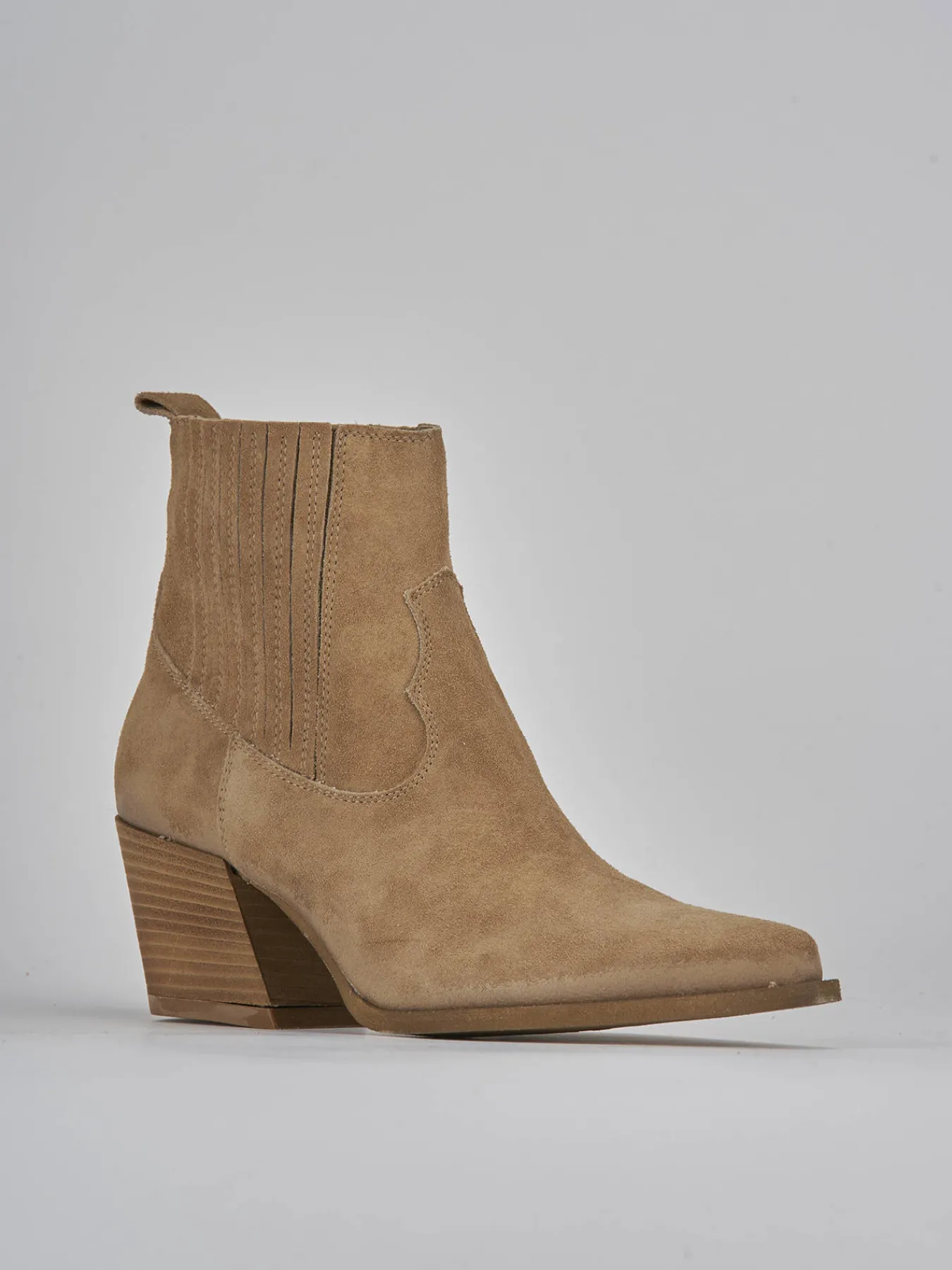 Stivaletto texano tacco 7 cm camoscio Donna Texani|Stivaletti Tacco Alto