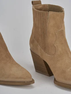 Stivaletto texano tacco 7 cm camoscio Donna Texani|Stivaletti Tacco Alto