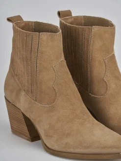 Stivaletto texano tacco 7 cm camoscio Donna Texani|Stivaletti Tacco Alto