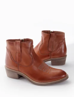 stivaletto texano tacco 3 cm cuoio Donna Texani