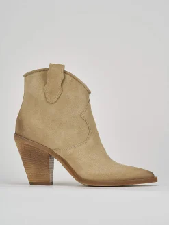 Clearance Stivaletto texano tacco 7 cm camoscio Donna Texani