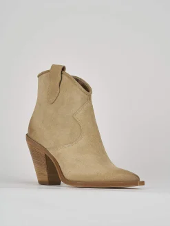 Clearance Stivaletto texano tacco 7 cm camoscio Donna Texani