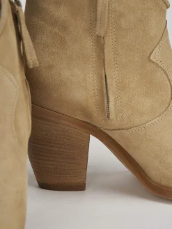 Clearance Stivaletto texano tacco 7 cm camoscio Donna Texani