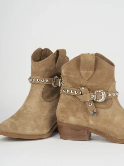 Discount Stivaletto texano tacco 3 cm camoscio Donna Texani