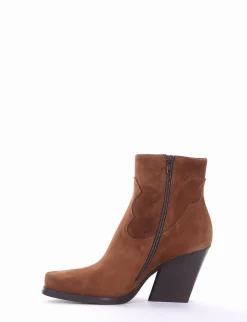 Discount stivaletto texano tacco 7 cm cuoio Donna Texani