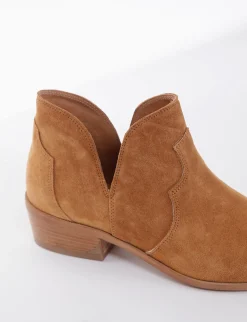 Clearance stivaletto texano tacco 4 cm cuoio Donna Texani