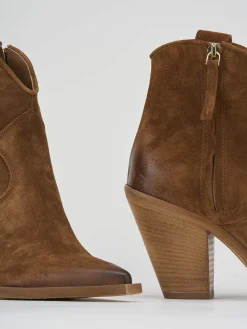 Outlet Stivaletto texano tacco 7 cm camoscio Donna Texani