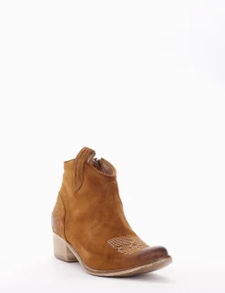 Sale stivaletto texano tacco 4 cm cuoio Donna Texani