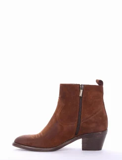 Discount Stivaletto texano tacco 5cm cuoio Donna Texani