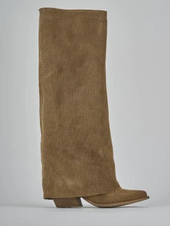 Discount Stivali tacco 4cm camoscio Donna Stivali Tacco Basso