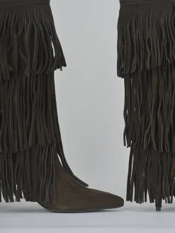 New Stivali tacco 6cm camoscio testa Donna Stivali Tacco Alto