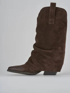 Discount Stivali tacco 5cm camoscio testa Donna Stivali Tacco Alto