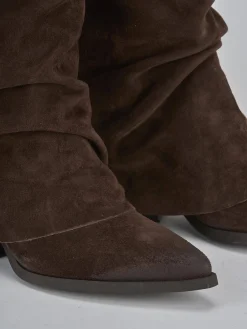 Discount Stivali tacco 5cm camoscio testa Donna Stivali Tacco Alto