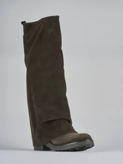 Online Stivali tacco 3cm camoscio testa Donna Stivali Tacco Basso