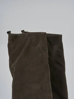 Online Stivali tacco 3cm camoscio testa Donna Stivali Tacco Basso