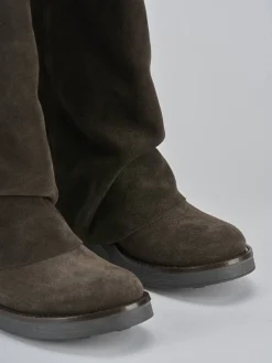 Online Stivali tacco 3cm camoscio testa Donna Stivali Tacco Basso