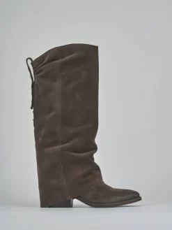 Outlet Stivali tacco 4cm camoscio testa Donna Stivali Tacco Basso