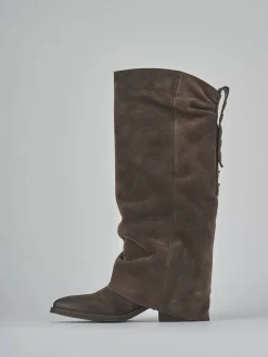 Outlet Stivali tacco 4cm camoscio testa Donna Stivali Tacco Basso