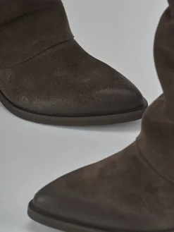 Outlet Stivali tacco 4cm camoscio testa Donna Stivali Tacco Basso