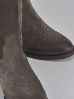 Clearance Stivali tacco 4cm camoscio testa Donna Stivali Tacco Basso