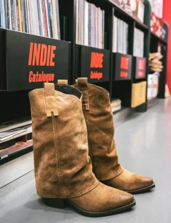 Clearance Stivali tacco 5cm camoscio Donna Stivali Tacco Alto