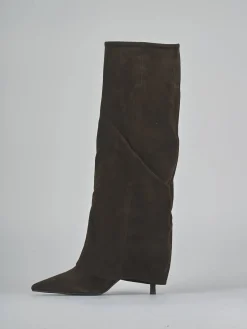 New Stivali tacco 7cm camoscio testa Donna Stivali Tacco Alto