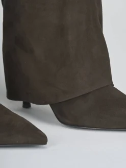 New Stivali tacco 7cm camoscio testa Donna Stivali Tacco Alto