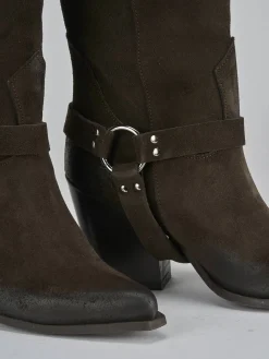 Stivali tacco 7cm camoscio testa Donna Stivali Tacco Alto