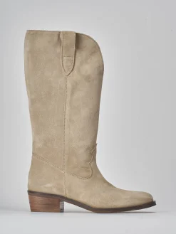 Online Stivali tacco 3cm camoscio Donna Stivali Tacco Basso