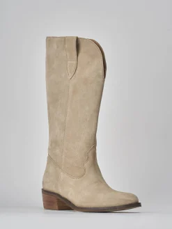 Online Stivali tacco 3cm camoscio Donna Stivali Tacco Basso