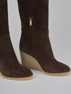 Clearance Stivali tacco 8cm camoscio testa Donna Stivali Tacco Alto