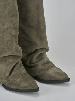 Discount Stivali tacco 7cm camoscio Donna Stivali Tacco Alto