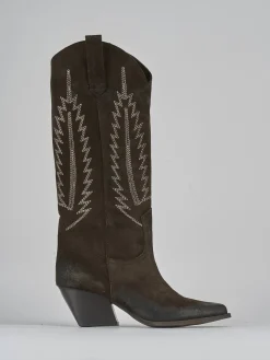 New Stivali tacco 7cm camoscio testa Donna Stivali Tacco Alto