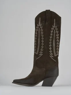 New Stivali tacco 7cm camoscio testa Donna Stivali Tacco Alto