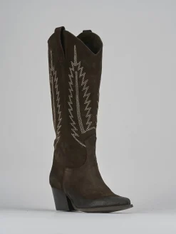 New Stivali tacco 7cm camoscio testa Donna Stivali Tacco Alto