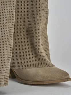 Hot Stivali tacco 4cm camoscio Donna Stivali Tacco Basso