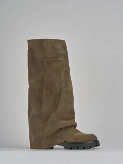 Online Stivali tacco 2cm camoscio Donna Stivali Tacco Basso