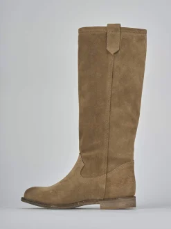 New Stivali tacco 1cm camoscio Donna Stivali Tacco Basso