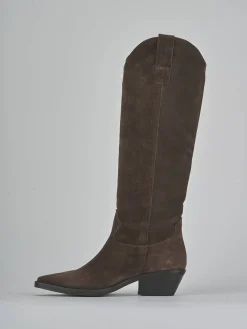 Sale Stivali tacco 4cm camoscio testa Donna Stivali Tacco Basso