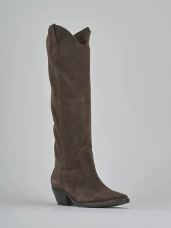 Sale Stivali tacco 4cm camoscio testa Donna Stivali Tacco Basso